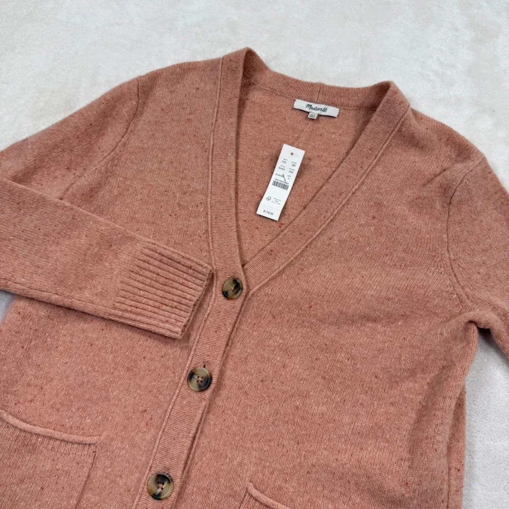 Madewell Pink Donegal Merino Wool‎ V-Neck Cardigan Sweater NA400 XXS New
